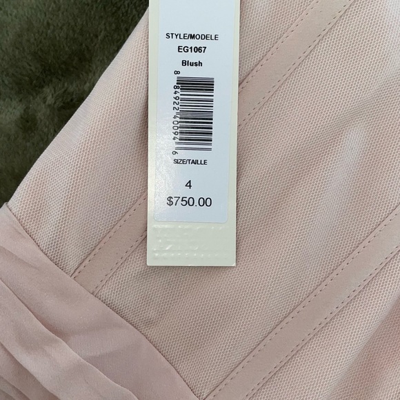 Badgley Mischka Blush Chiffon Strapless Gown - Picture 9 of 10